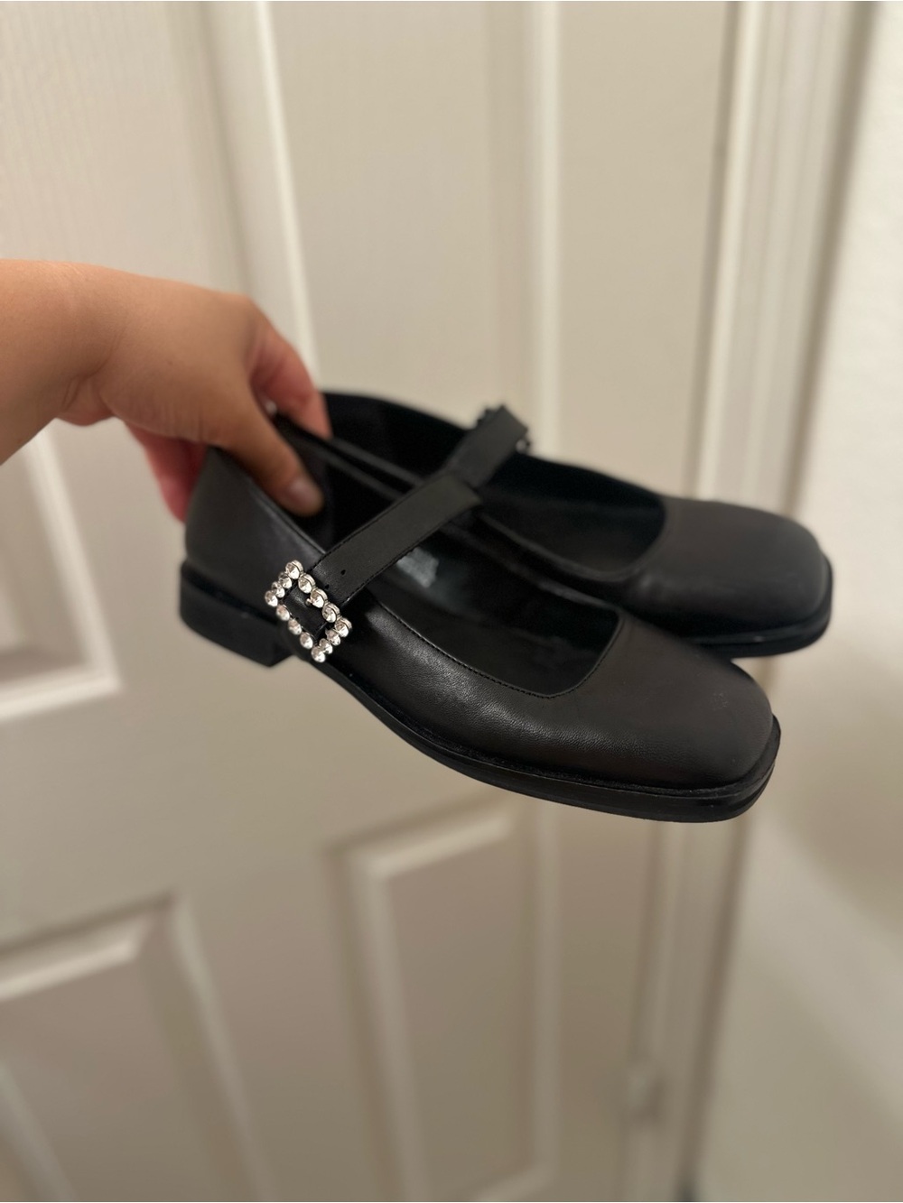 Free People Black Mary Jane Flats with Crystal Buckle Accent - Picture 6 of 8
